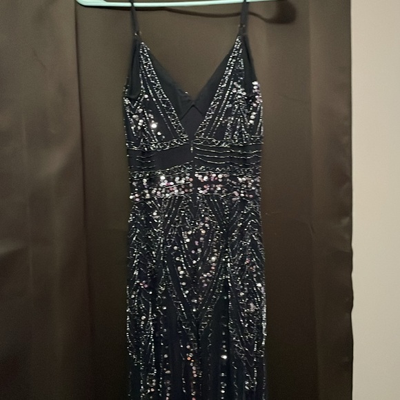 Marina Navy Blue Beaded Prom/Evening gown - Picture 4 of 5